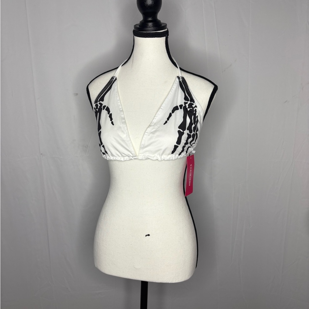 Women's Black and White Halter Bralette